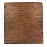 Primitive Old Pencil-drawn Wooden Parcheesi Game Board with Great Reverse