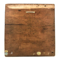 Primitive Old Pencil-drawn Wooden Parcheesi Game Board with Great Reverse