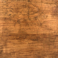 Primitive Old Pencil-drawn Wooden Parcheesi Game Board with Great Reverse