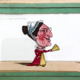 Magic Lantern Antique Glass Slides With Reverse Painted Caricatures, Set of 4