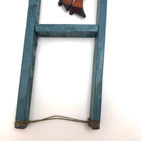 Old Handmade Wooden Acrobat Squeeze Toy, Orange and Blue