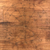 Primitive Old Pencil-drawn Wooden Parcheesi Game Board with Great Reverse