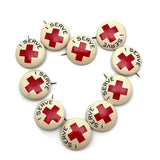 American Junior Red Cross "I Serve" Pinback Buttons, Sold Individually
