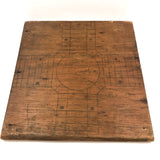 Primitive Old Pencil-drawn Wooden Parcheesi Game Board with Great Reverse