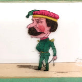 Magic Lantern Antique Glass Slides With Reverse Painted Caricatures, Set of 4