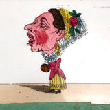 Magic Lantern Antique Glass Slides With Reverse Painted Caricatures, Set of 4