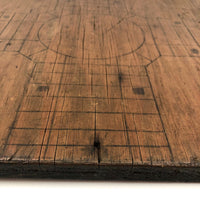 Primitive Old Pencil-drawn Wooden Parcheesi Game Board with Great Reverse