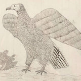 Wonderful Circa 1860s Ink Drawing of Towering Eagle in Period Frame