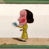 Magic Lantern Antique Glass Slides With Reverse Painted Caricatures, Set of 4