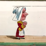 Magic Lantern Antique Glass Slides With Reverse Painted Caricatures, Set of 4