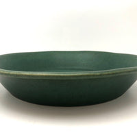 Bennington Potters Vintage Matte Green Shallow Bowl / Pie Pan