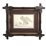 Wonderful Circa 1860s Ink Drawing of Towering Eagle in Period Frame