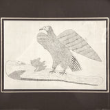 Wonderful Circa 1860s Ink Drawing of Towering Eagle in Period Frame