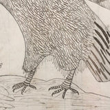 Wonderful Circa 1860s Ink Drawing of Towering Eagle in Period Frame