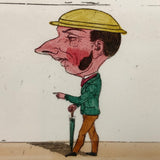 Magic Lantern Antique Glass Slides With Reverse Painted Caricatures, Set of 4