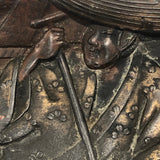 Finely Detailed Antique Japanese Mixed Metal Tray - Tea while Fishing