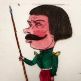 Magic Lantern Antique Glass Slides With Reverse Painted Caricatures, Set of 4