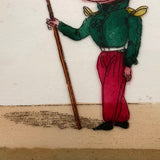 Magic Lantern Antique Glass Slides With Reverse Painted Caricatures, Set of 4