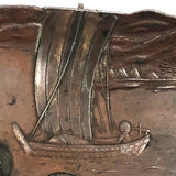 Finely Detailed Antique Japanese Mixed Metal Tray - Tea while Fishing