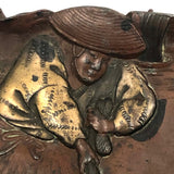 Finely Detailed Antique Japanese Mixed Metal Tray - Tea while Fishing