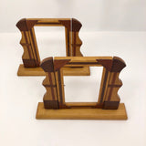 Handmade Wooden Inlay Swinging Tabletop Picture Frames-A Pair
