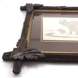 Wonderful Circa 1860s Ink Drawing of Towering Eagle in Period Frame