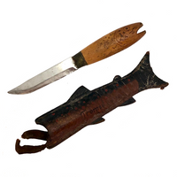 Tromso, Norway Antique Souvenir Fish Knife in Leather Sheath