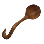Carved Wooden Spoon with Curvy, Hooked Handle