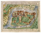 Antique Ink and Watercolor Hand-drawn Dutch Manuscript Map of Early Utrecht