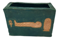 Teal Green Egyptian-themed Slab Ceramic Vessel