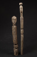 Much Weathered Old Carved Totem with Head and Two Animals