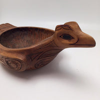 Hand-carved Alder Wood Northwest Coast Raven Bowl