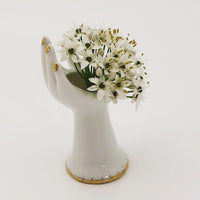 Tiny Porcelain Hand-shaped Vase with Gold Details