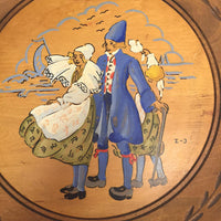 Swedish Hand-Painted Wooden Plate with Seaside Couple